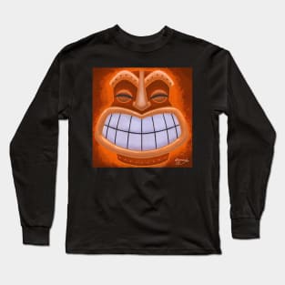 Big Mouth Tiki! (Fire Orange) Long Sleeve T-Shirt